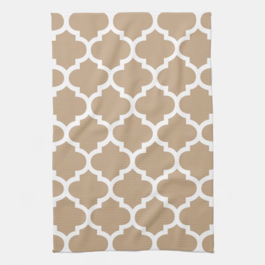 Quatrefoil Camel Brown Kitchen Towelen Theedoek (Verticaal)