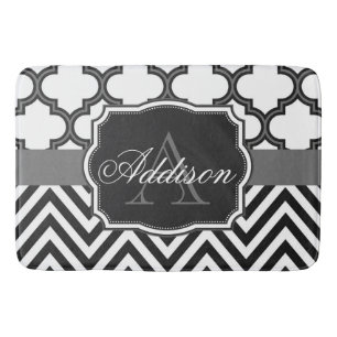 Quatrefoil Chevron Monogram Badmat