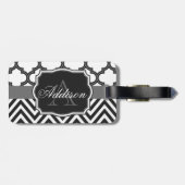 Quatrefoil Chevron Monogram Bagagelabel (Achterkant horizontaal)