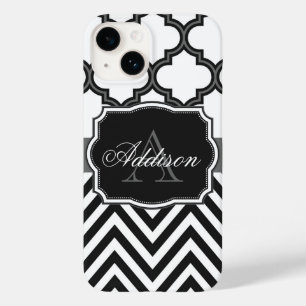 Quatrefoil Chevron Monogram Case-Mate iPhone 14 Hoesje
