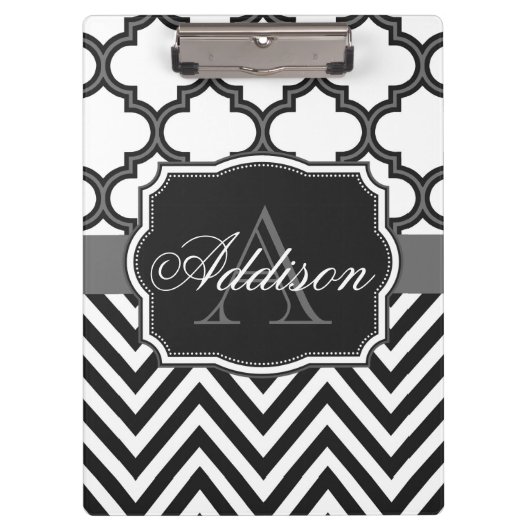 Quatrefoil Chevron Monogram Klembord (Voorkant)