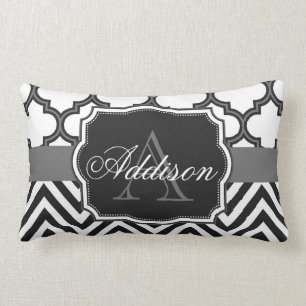 Quatrefoil Chevron Monogram Kussen
