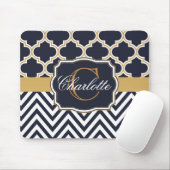Quatrefoil Chevron Monogram Muismat (Met muis)