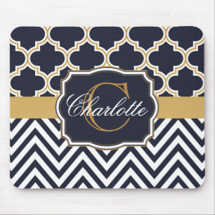 Quatrefoil Chevron Monogram Muismat