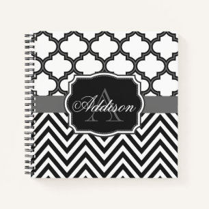 Quatrefoil Chevron Monogram Notitieboek