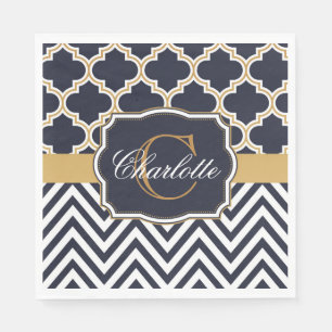 Quatrefoil Chevron Monogram Servet