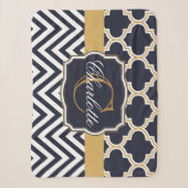 Quatrefoil Chevron Monogram Sherpa Deken (Voorkant)