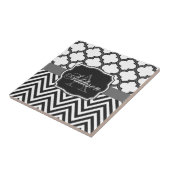 Quatrefoil Chevron Monogram Tegeltje (Zijkant)