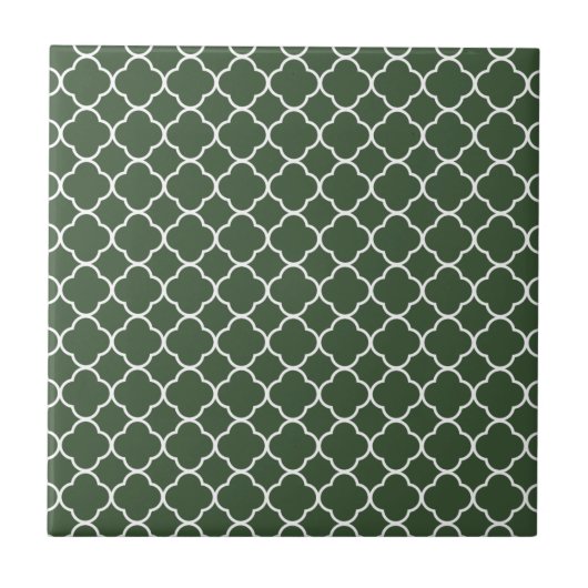 Quatrefoil Clover-patroon: Hunter Green Tegeltje (Voorkant)