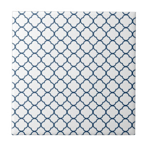 Quatrefoil Clover-patroon: Marineblauw Tegeltje