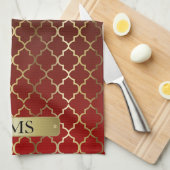 Quatrefoil Donkerrode en bruine kleurenmengsels Theedoek (Quarter Fold)