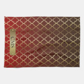 Quatrefoil Donkerrode en bruine kleurenmengsels Theedoek (Horizontaal)