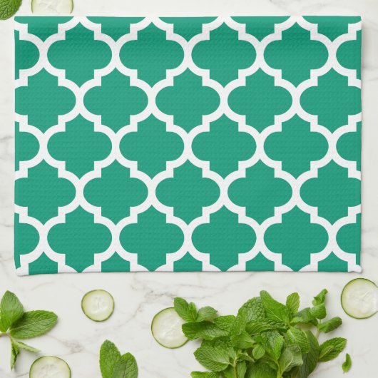 Quatrefoil Emerald Green Kitchen Towels Theedoek (Gevouwen)