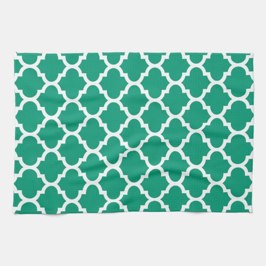 Quatrefoil Emerald Green Kitchen Towels Theedoek (Horizontaal)
