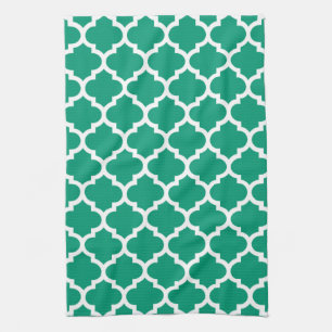 Quatrefoil Emerald Green Kitchen Towels Theedoek