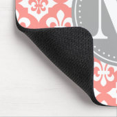 Quatrefoil Fleur-De-Lis Coral Pink Grey Monogram Muismat (Hoek)