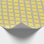 Quatrefoil geel en grijs cadeaupapier (Hoek)