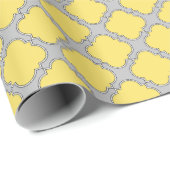 Quatrefoil geel en grijs cadeaupapier (Rol Hoek)