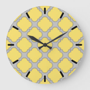 Quatrefoil geel en grijs grote klok