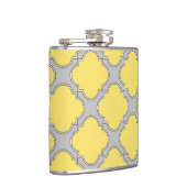 Quatrefoil geel en grijs heupfles (Rechts)