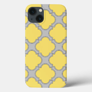 Quatrefoil geel en grijs Hoesje-Mate iPhone case