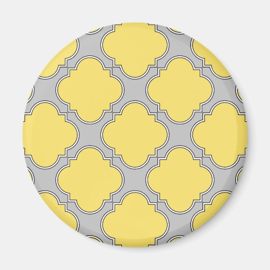 Quatrefoil geel en grijs magneet (Voorkant)