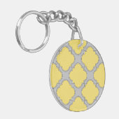 Quatrefoil geel en grijs sleutelhanger (Voorkant Links)