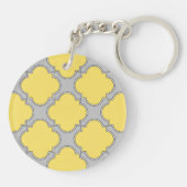 Quatrefoil geel en grijs sleutelhanger (Achterkant)