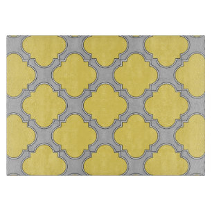 Quatrefoil geel en grijs snijplank