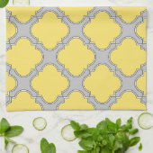 Quatrefoil geel en grijs theedoek (Gevouwen)