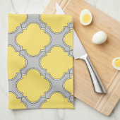 Quatrefoil geel en grijs theedoek (Quarter Fold)