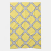 Quatrefoil geel en grijs theedoek (Verticaal)