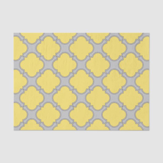 Quatrefoil geel en grijs tissuepapier (Voorkant)