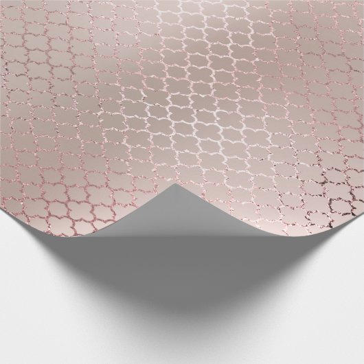 Quatrefoil Glam Roze Rose Gold Blush Bridal Shiny Cadeaupapier (Hoek)