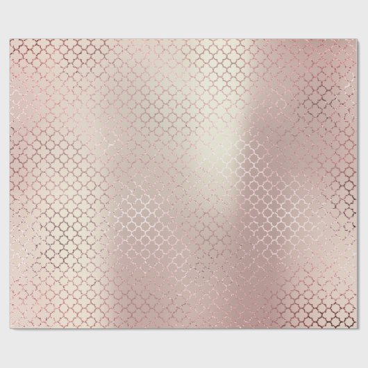 Quatrefoil Glam Roze Rose Gold Blush Bridal Shiny Cadeaupapier (Vlak)