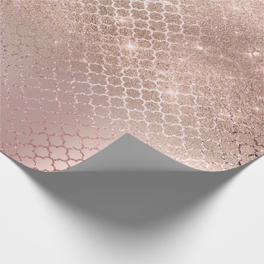 Quatrefoil Glam Roze Rose Gold Blush Bridal Spark Cadeaupapier (Hoek)