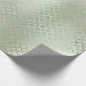 Quatrefoil Glam Roze Rose Mint Green Bridal Shiny Cadeaupapier (Hoek)