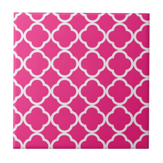 Quatrefoil helder roze tegeltje (Voorkant)