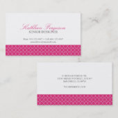 Quatrefoil hete roze klaver modern patroon visitekaartje (Voorkant / Achterkant)