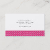 Quatrefoil hete roze klaver modern patroon visitekaartje (Achterkant)