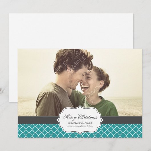 Quatrefoil Holiday Fotokaart Feestdagenkaart (Voorkant / Achterkant)