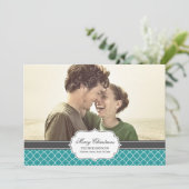 Quatrefoil Holiday Fotokaart Feestdagenkaart (Staand voorkant)