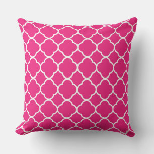 Quatrefoil Hot Roze Wit Lattice Custom Kleur Buitenkussen