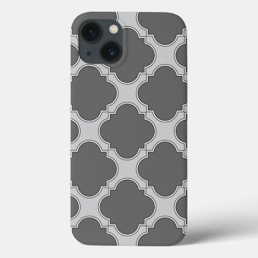 Quatrefoil in tinten grijs Hoesje-Mate iPhone case (Achterkant)