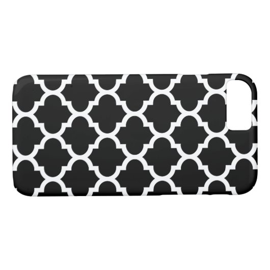 Quatrefoil iPhone 7 Hoesje in zwart-wit (Achterkant (Horizontaal))
