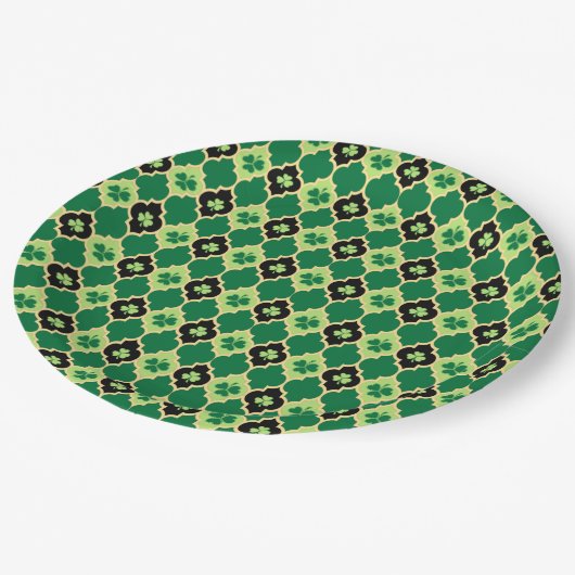 Quatrefoil Irish Shamrocks Papieren Bordje (Gekanteld)