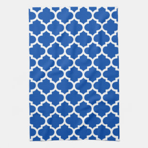 Quatrefoil Kobalt Blue Kitchen Towelen Theedoek
