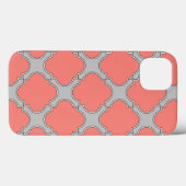 Quatrefoil koraal en grijs Hoesje-Mate iPhone case (Achterkant (horizontaal))