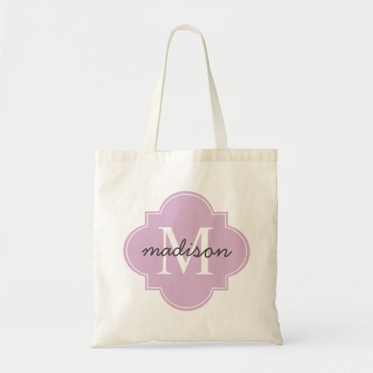 Quatrefoil Lavendel Aangepast gepersonaliseerd mon Tote Bag (Voorkant)