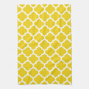 Quatrefoil Lemon Yellow Kitchen Towels Theedoek